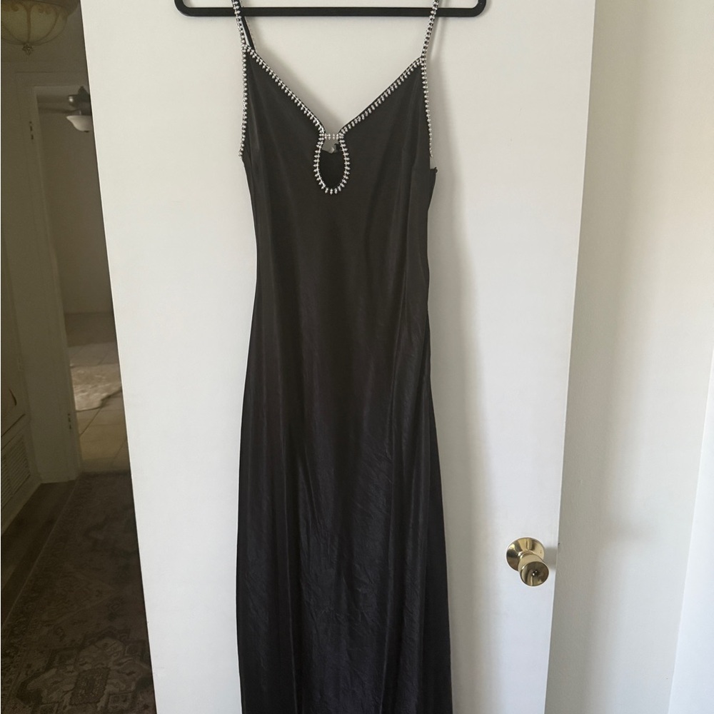 Rumored Black Maxi Dress with Beaded Straps